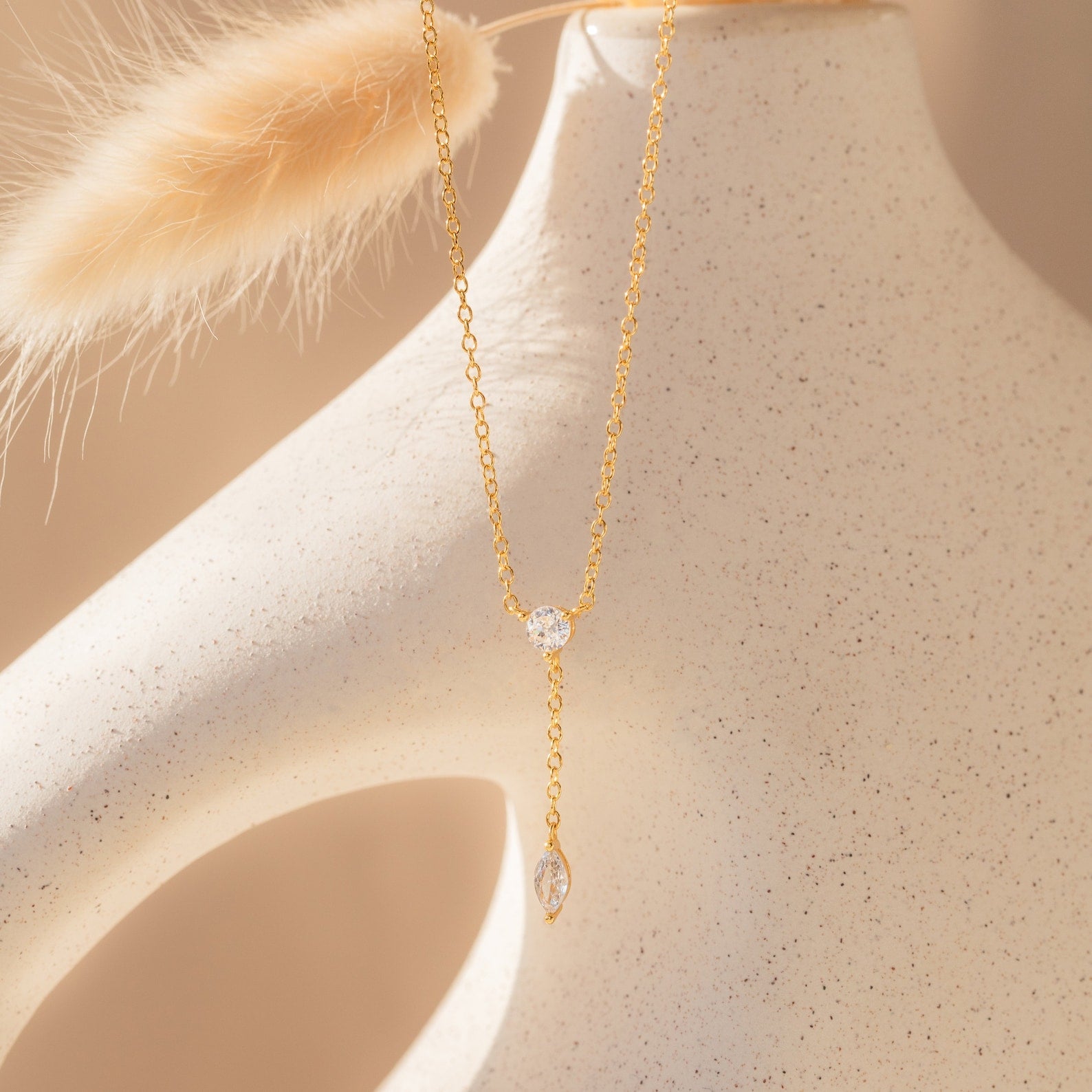 Effortless Elegance: Dainty Diamond Necklace 18K Gold